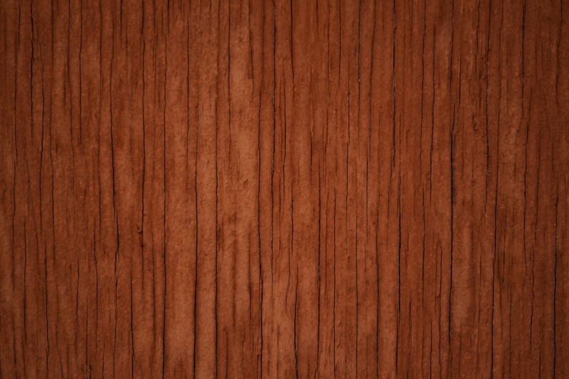 Close up of warm walnut wood grain material sample